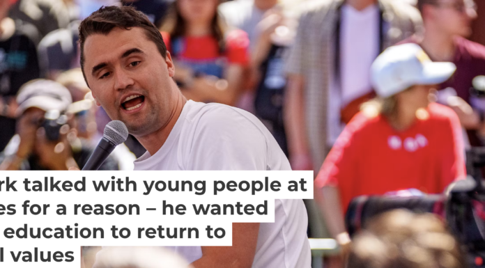 Charlie Kirk speaks at Utah Valley University on Sept. 10, 2025, in Orem, Utah, shortly before he was shot and killed. Trent Nelson/The Salt Lake Tribune/Getty Images